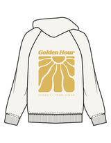 The Mens Hoodie - Washed Off White - Golden Hour RI - Left Chest & Full Back "NEWPORT" - Printed - Gold