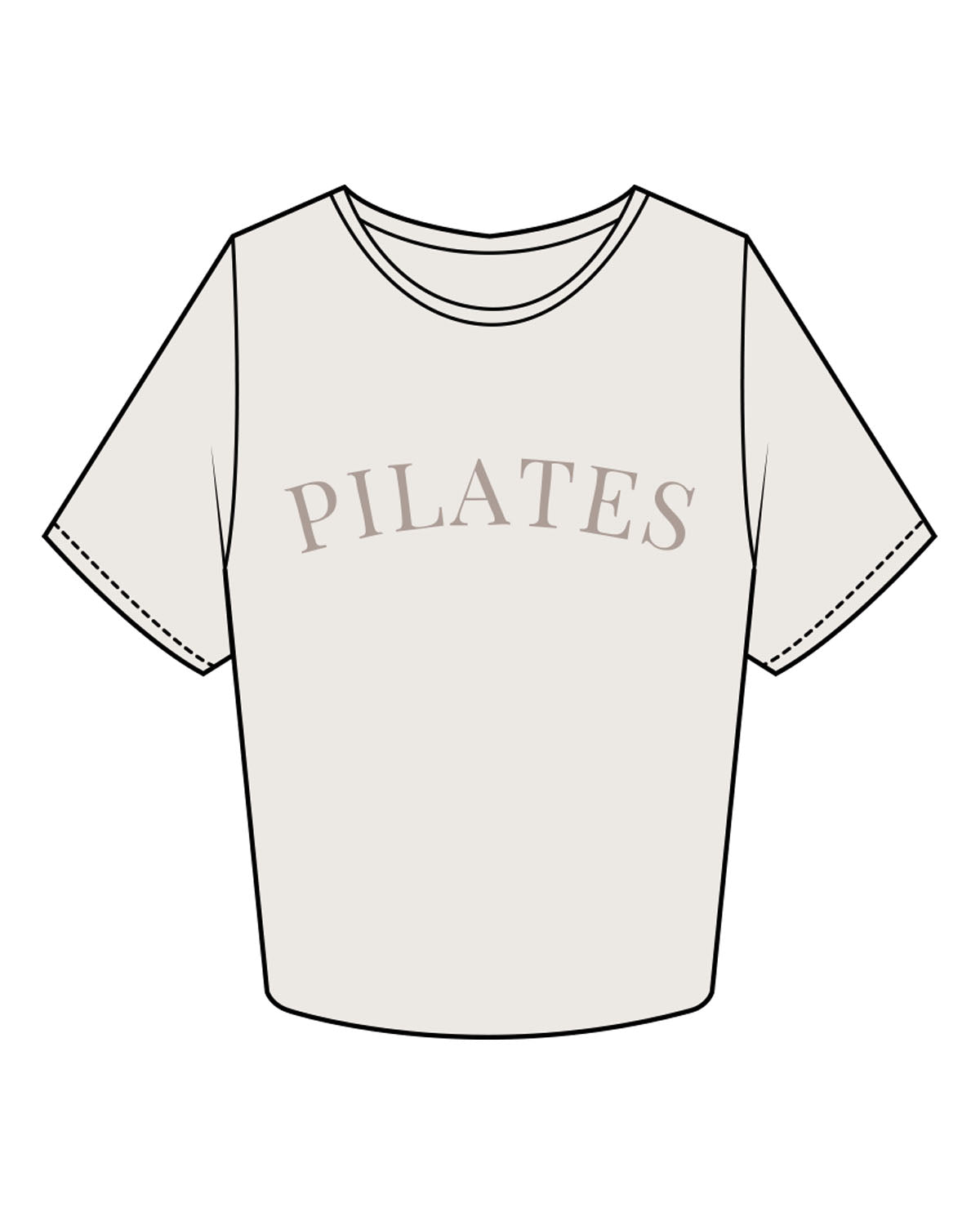 The Crop Tee - Bone - The Studio Cape - Center Chest Arc & Center Back Neckline Round - Printed - Tone on Tone
