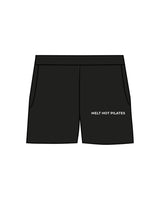 The Womens Sweat Shorts - Black - Melt Hot Pilates - Left Leg - White