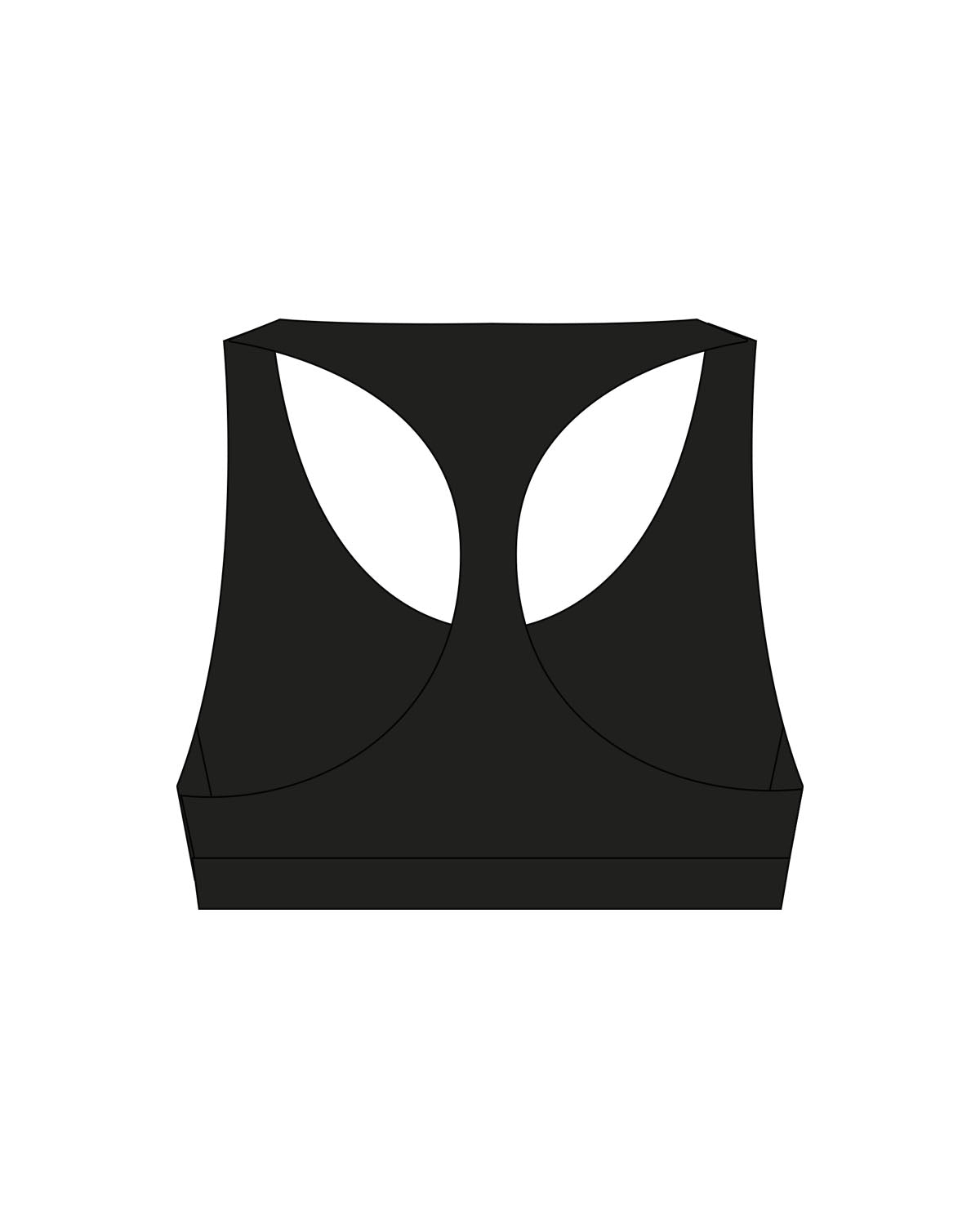 The Racer Bra - Black - Collective Studios - Center Chest - Printed - White