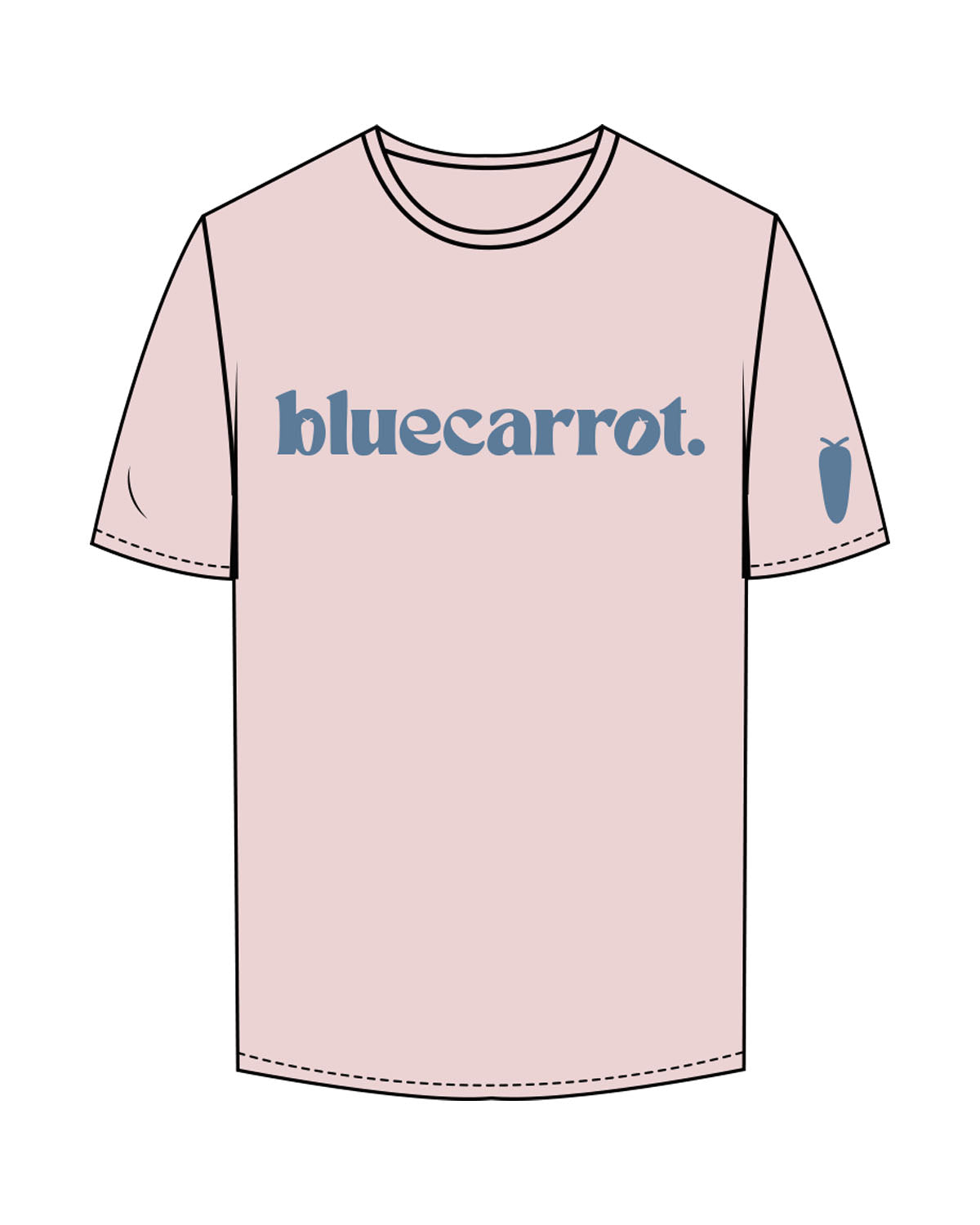 The Mens Tee - Pink - BlueCarrot - Center Chest & Right Sleeve - Back Neckline - Printed - Blue