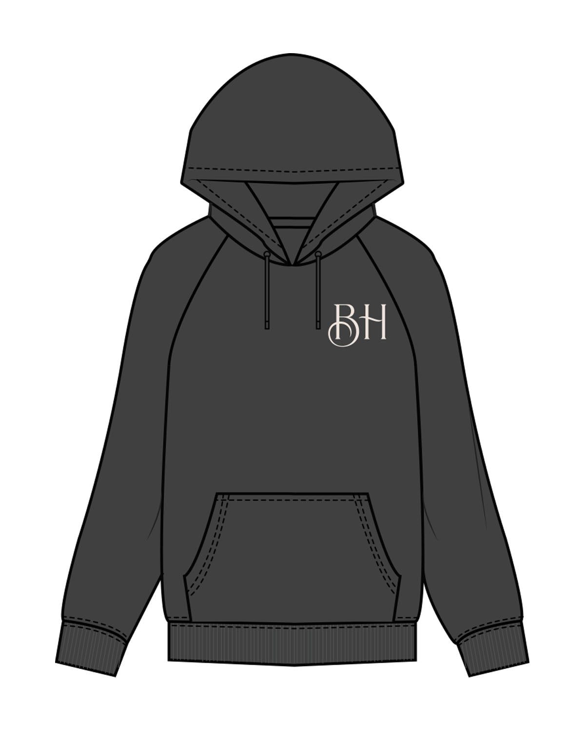 The Mens Classic Hoodie - Charcoal - Brick House - Left Chest & Back Center - Tree - Text Arch - Printed - Off White