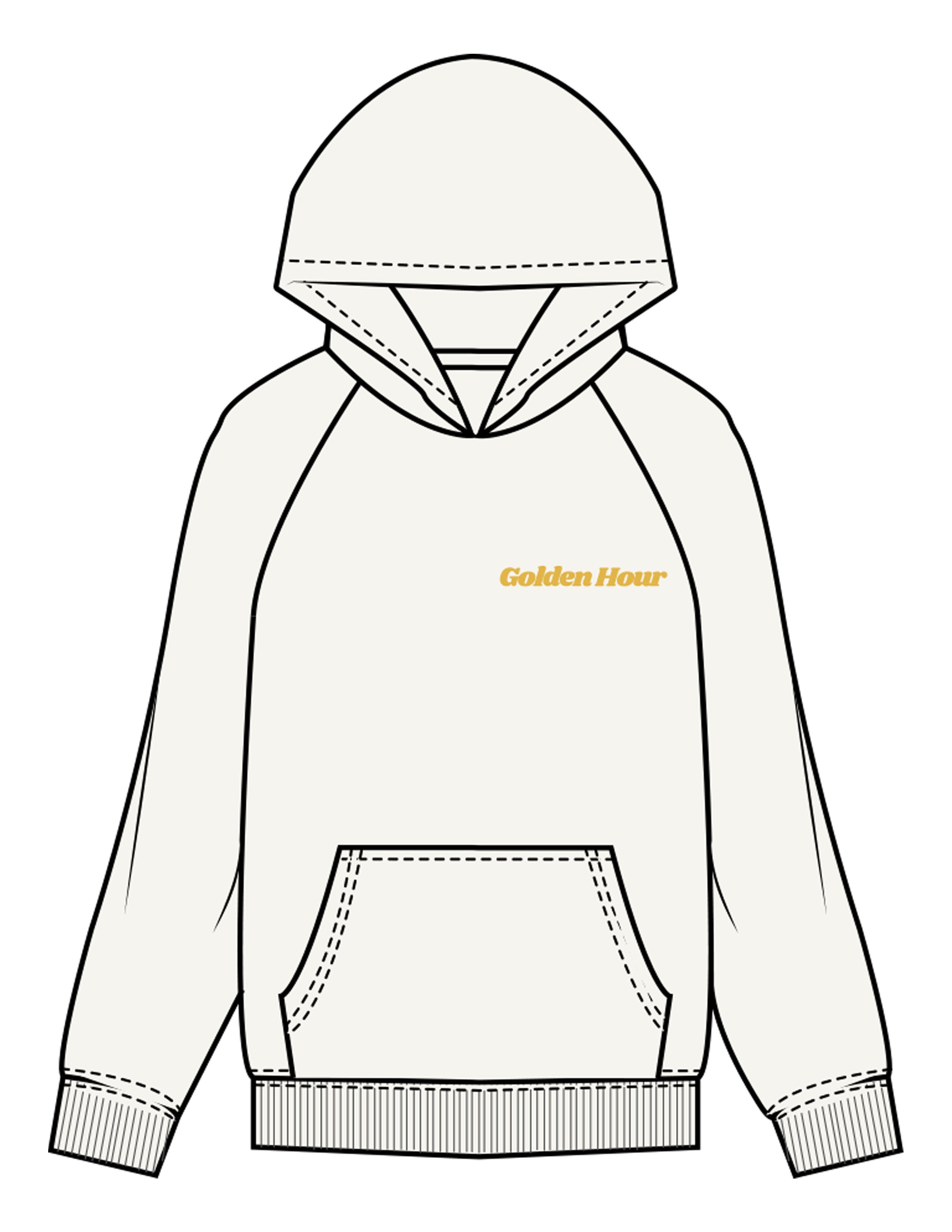 The Mens Hoodie - Washed Off White - Golden Hour RI - Left Chest & Full Back "NEWPORT" - Printed - Gold