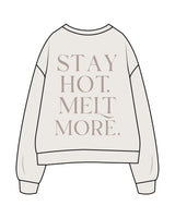 The Womens Crewneck - Bone - Melt Hot Pilates - Left Chest & Center Back Stacked - Tone on Tone