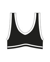 The Piped Bra - Black - The Studio - Center Back - Printed - White