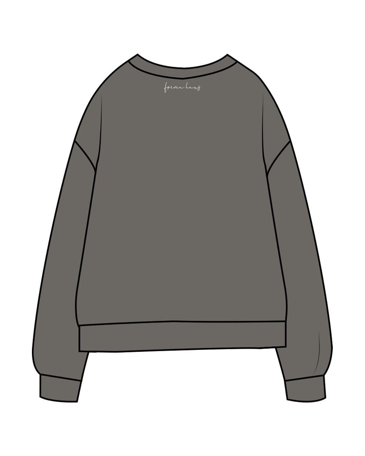 THE MIDWEIGHT UNISEX CREWNECK - Washed Black - Forma Haus - Center Chest - ALL CAPS "Haus Member" & Center Back Neckline - Printed - White