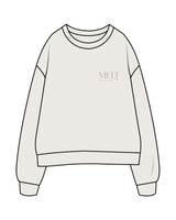 The Womens Crewneck - Bone - Melt Hot Pilates - Left Chest & Center Back Stacked - Tone on Tone
