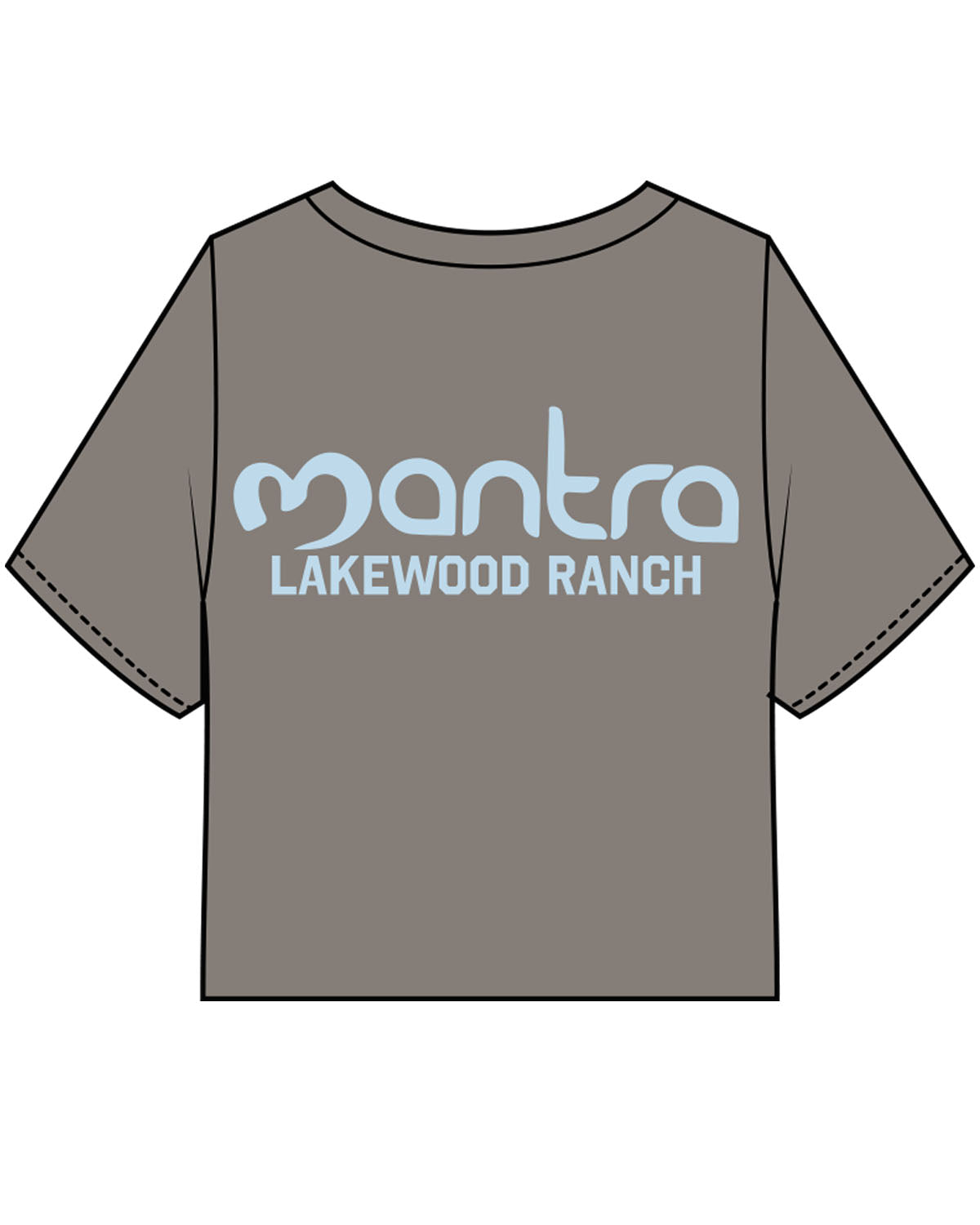The Heavyweight Crop Tee - Washed Gray - Mantra - Left Chest Stacked & Back Center Stacked - Lakewood Ranch - Light Blue