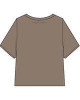 The Crop Terry Tee - Cacao - Lucky Penny - Left Chest Embroidered & Back Neckline Printed - Tone on Tone -