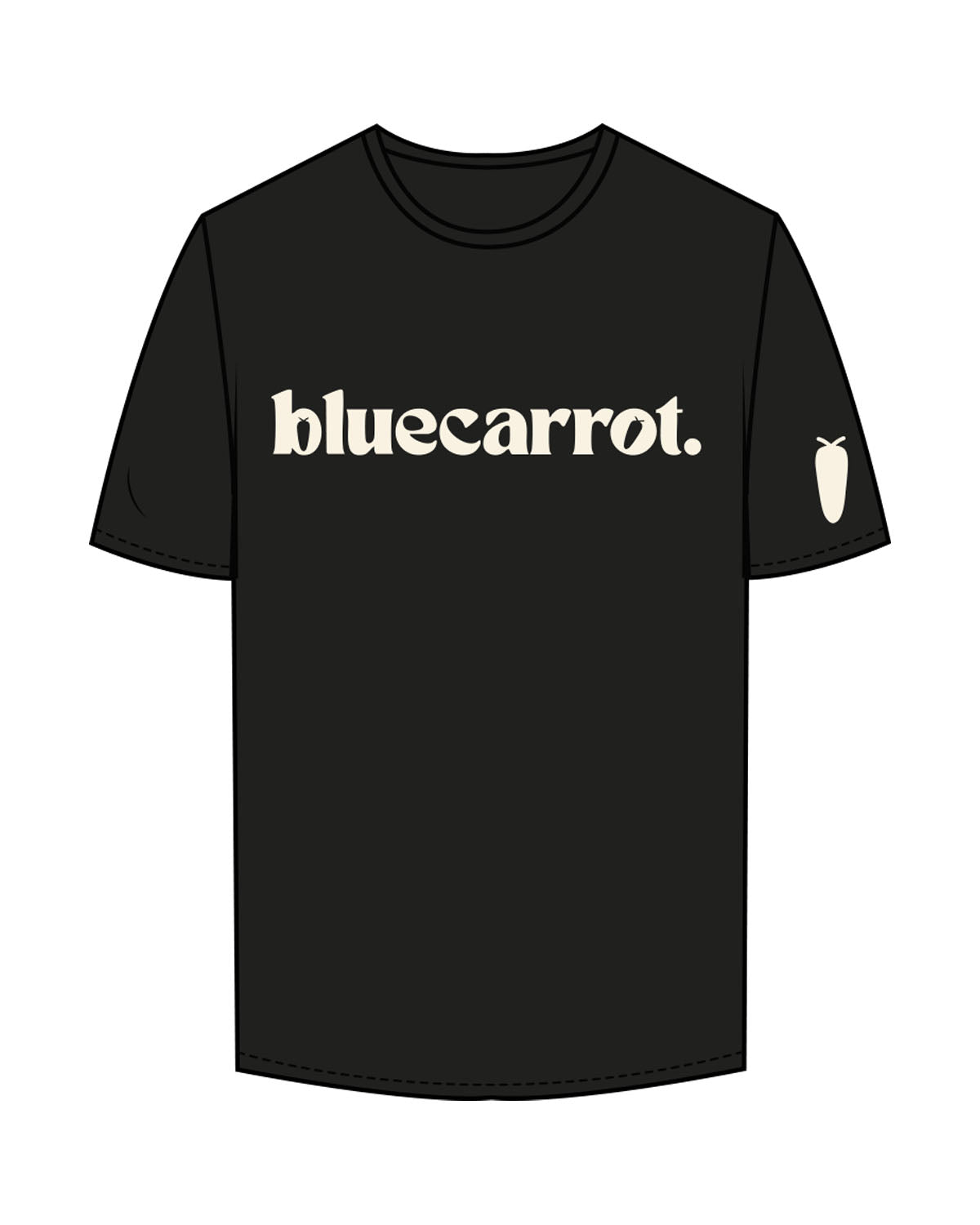 The Mens Tee - Black - BlueCarrot - Center Chest & Righ Sleeve - Back Neckline - Printed - Off White
