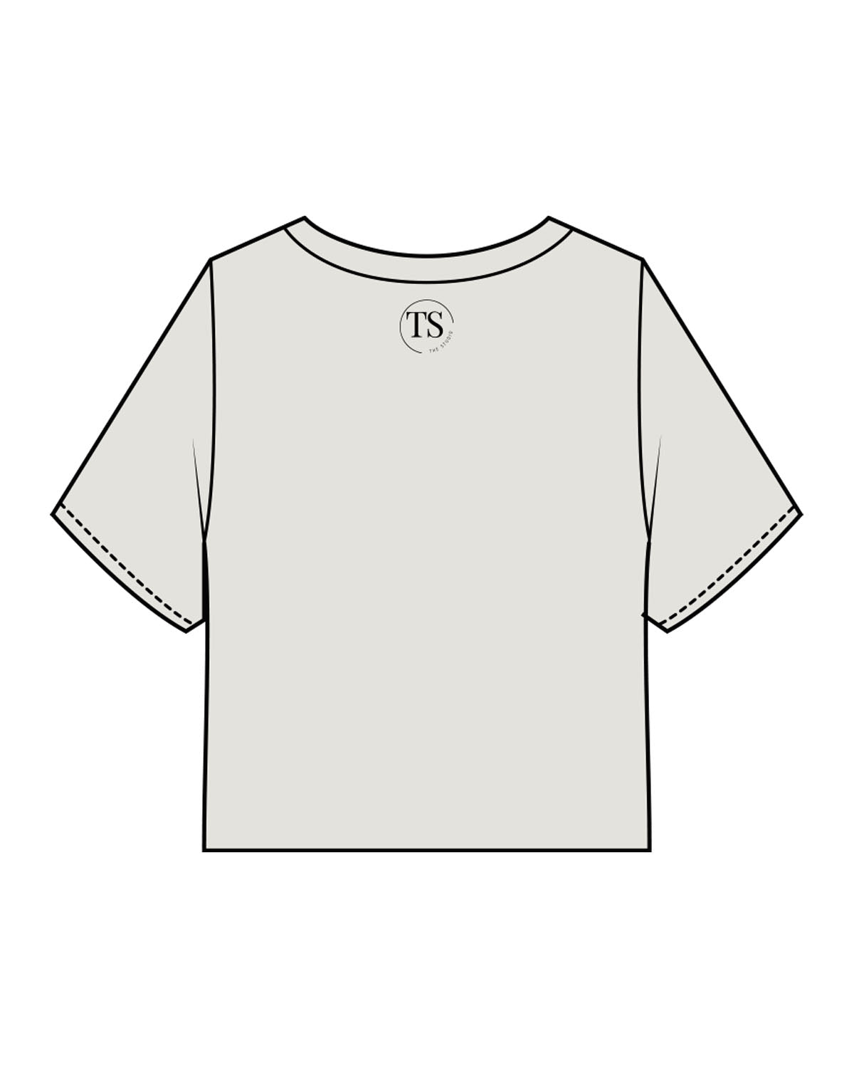 The Heavyweight Crop Tee - Washed Bone - The Studio Cape - Center Chest Arc & Center Back Neckline Round - Printed - Black