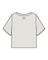 The Heavyweight Crop Tee - Washed Bone - The Studio Cape - Center Chest Arc & Center Back Neckline Round - Printed - Black