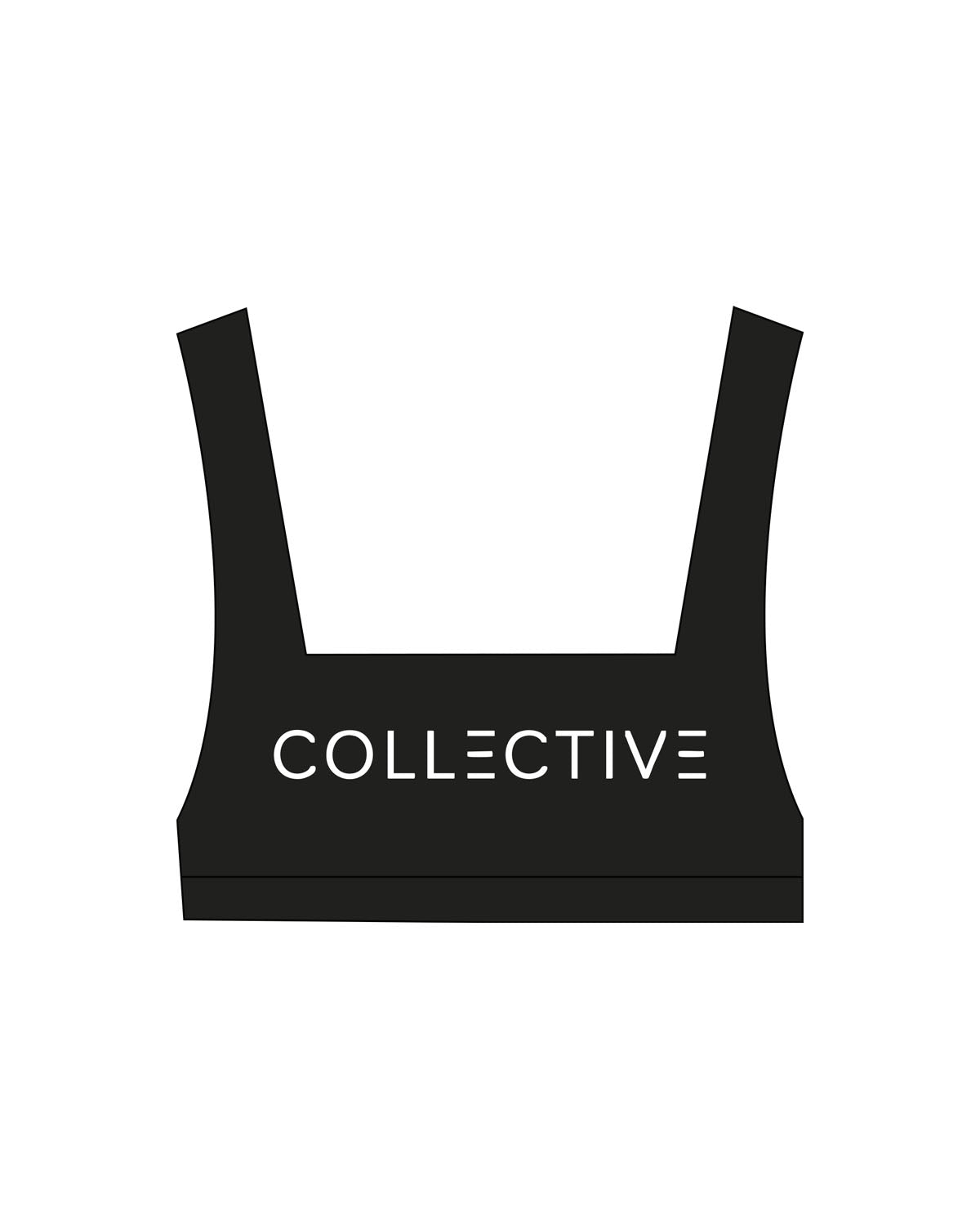 The Box Cut Bra - Black - Collective Studios - Center Chest - Printed - White
