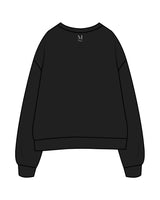 The Womens Crewneck - Black - Melt Hot Pilates - Center Chest & Back Neckline - White