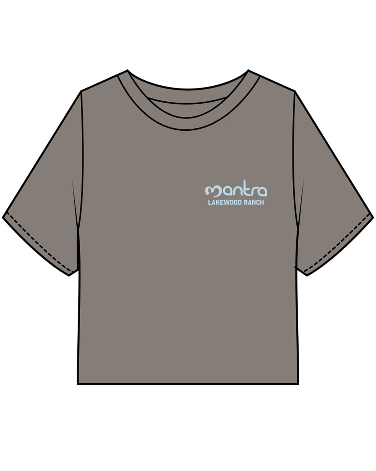 The Heavyweight Crop Tee - Washed Gray - Mantra - Left Chest Stacked & Back Center Stacked - Lakewood Ranch - Light Blue