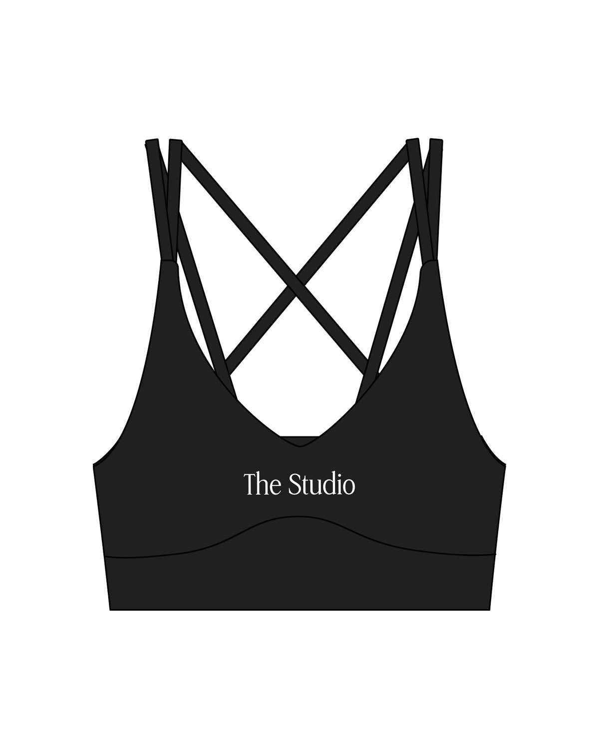 The Strappy Bra - Black - The Studio - Center Chest - Printed - White