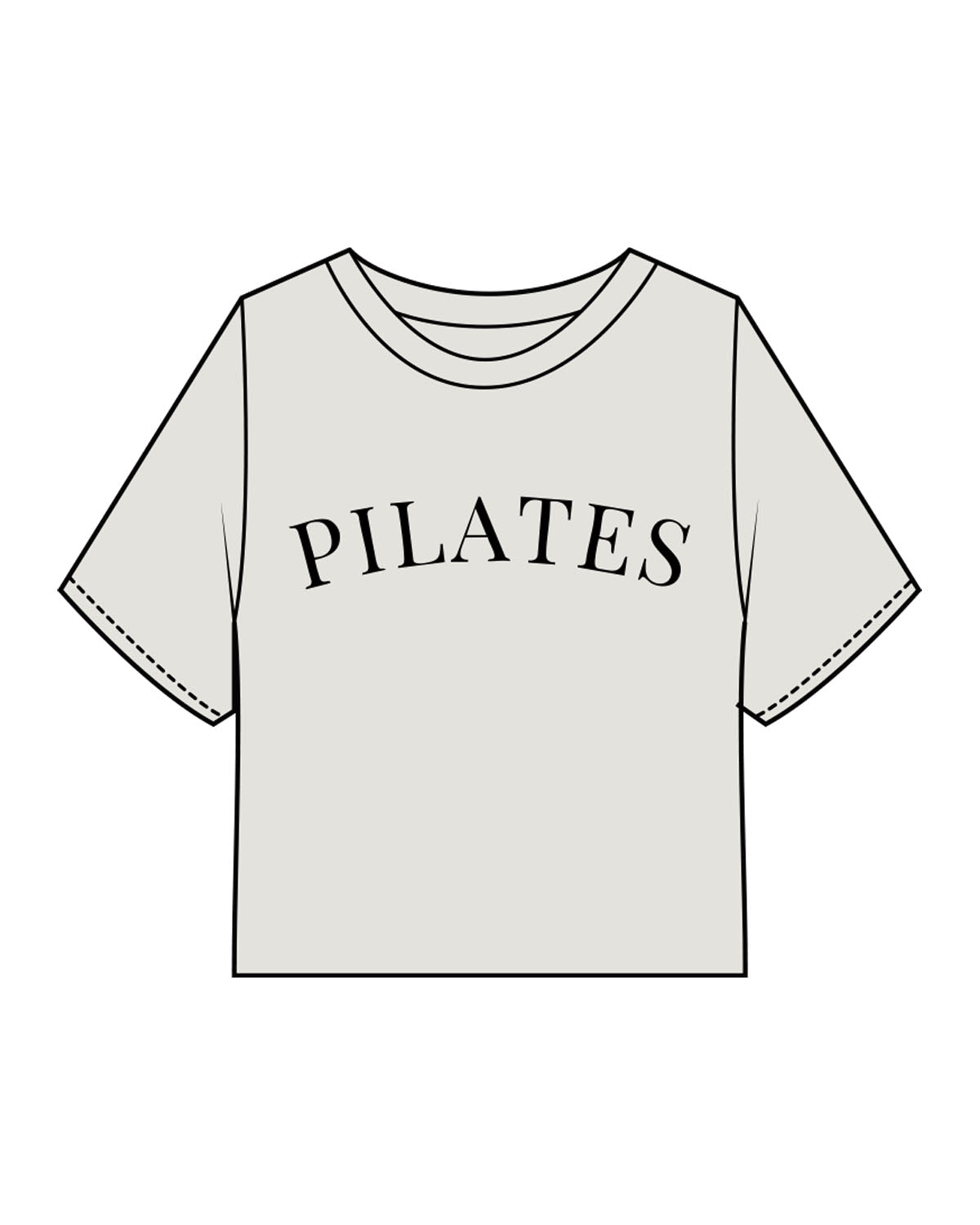 The Heavyweight Crop Tee - Washed Bone - The Studio Cape - Center Chest Arc & Center Back Neckline Round - Printed - Black