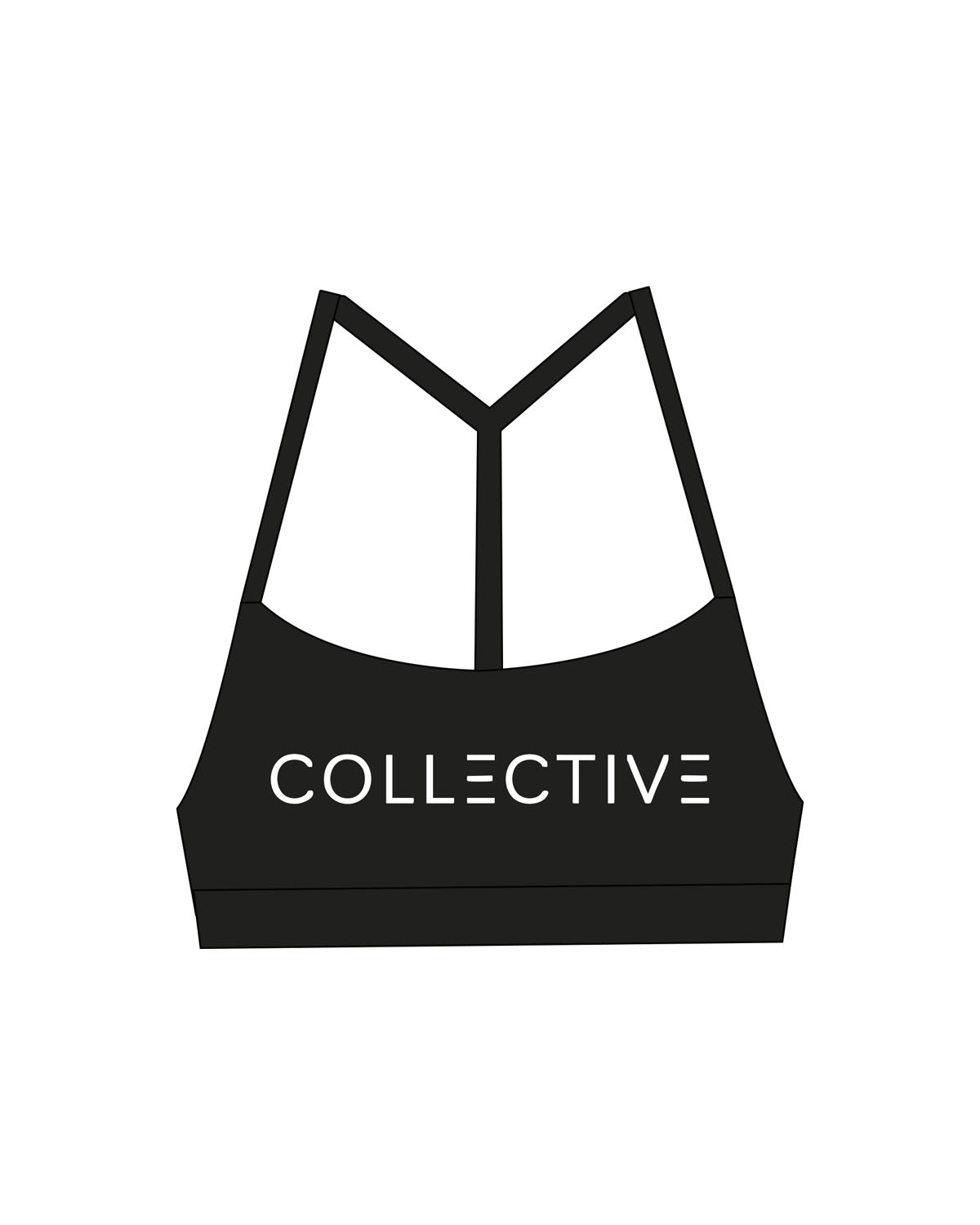 The Basic Bra - Black - Collective Studios - Center Chest - Printed - White