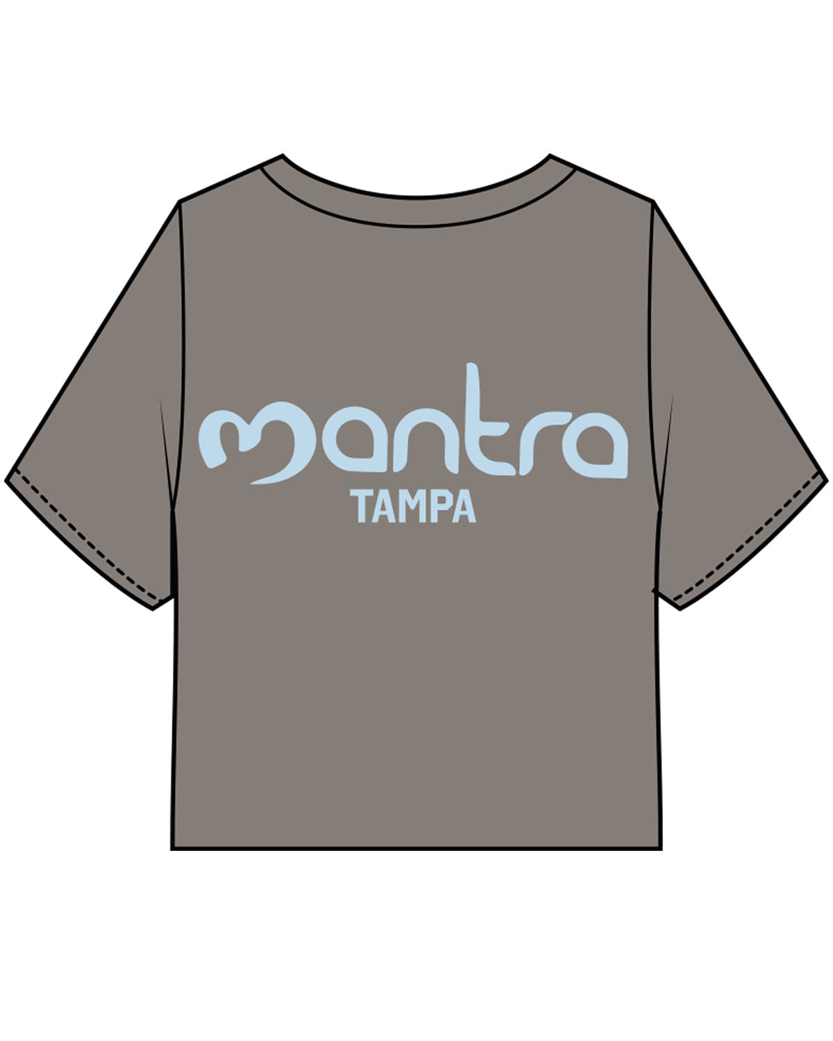 The Heavyweight Crop Tee - Washed Gray - Mantra - Left Chest Stacked & Back Center Stacked - Tampa - Light Blue