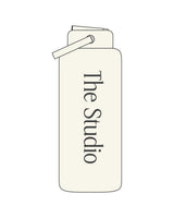 The Wide Mouth Water Bottle - Off White - The Studio - Center Body - Printed - Charcoal