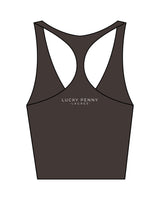 The Racer Tank - Cafe - Lucky Penny - Back Center Stacked - White