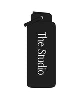 The Wide Mouth Water Bottle - Black - The Studio - Center Body - Printed - White