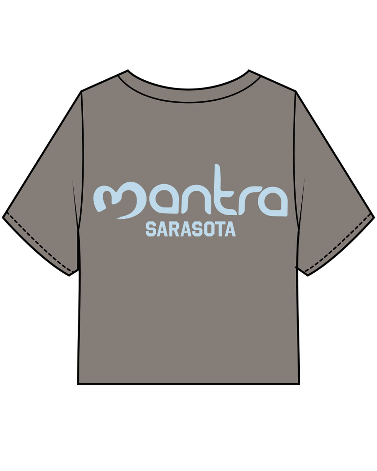 The Heavyweight Crop Tee - Washed Gray - Mantra - Left Chest Stacked & Back Center Stacked - Sarasota - Light Blue