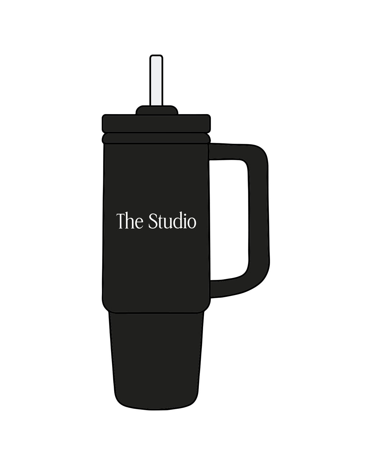 The Tumbler Cup - Black - The Studio - Center Body - Printed - White