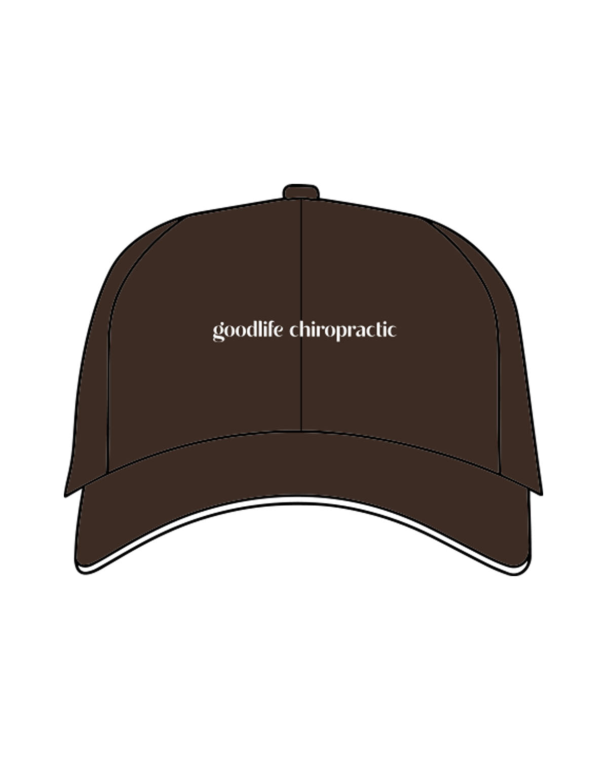 The Dad Hat - Brown - Goodlife Chiropractic - Center Crown - Embroidered - White