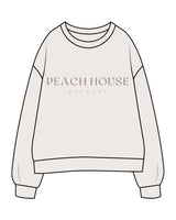 The Womens Crewneck - Bone - Peach House Pilates - Center Chest Stacked & Center Back Neckline - Printed - Tone on Tone