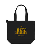 The Zipper Tote Bag - Black - New Mom School - Center Stacked - Gold