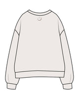 The Womens Crewneck - Bone - Peach House Pilates - Center Chest Stacked & Center Back Neckline - Printed - Tone on Tone