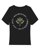The Baby Tee - Black - Goodlife Chiropractic - Center Chest - Back Round Stacked - Full Color Printed