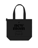 The Zipper Tote Bag - Black - New Mom School - Center Stacked - Tone on Tone