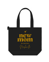The Zipper Tote Bag - Black - New Mom School - Center Stacked - Nashville - Gold