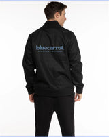 The Mens Bomber Jacket - Black - BlueCarrot - Left Chest & Back Stacked - Printed - Blue