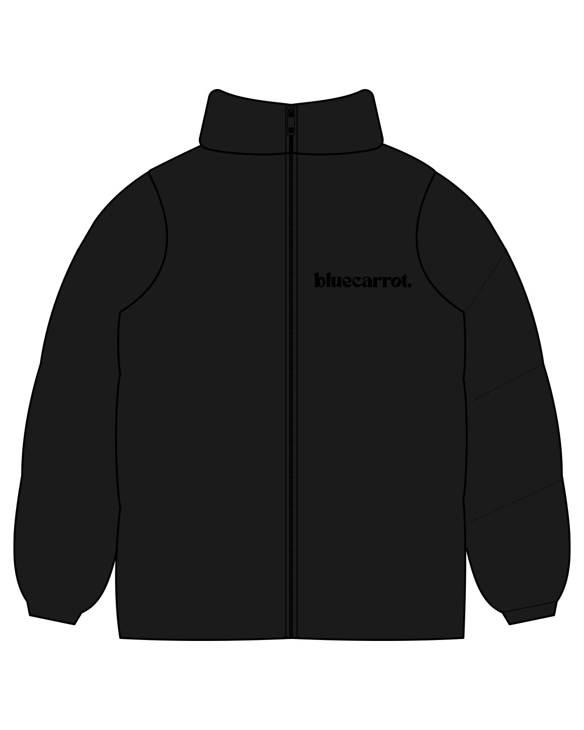 The Mens Puffer Jacket - Black - BlueCarrot - Left  Chest - Printed - Tone on Tone