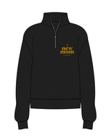 The Womens 1/4 Zip - Black - New Mom School - Left Chest Stacked - Gold