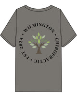 The Mens Heavyweight Tee - Washed Gray - Goodlife Chiropractic - Center Chest & Center Back Round - Printed - Black