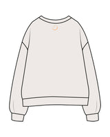 The Womens Crewneck - Bone - Peach House Pilates - Center Chest Stacked & Center Back Neckline - Printed - Peach