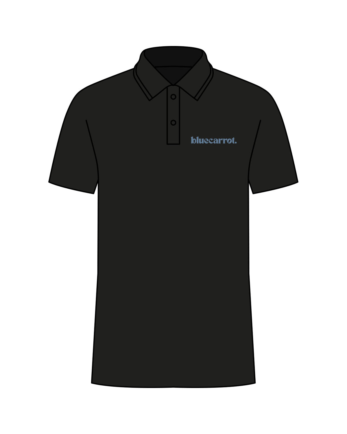 The Mens Polo - Black - BlueCarrot - Left Chest & Left Sleeve - Embroidered - Blue