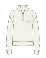 The Womens 1/4 Zip - Off White - New Mom School - Left Chest Stacked - Tone on Tone