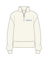 The Mens 1/4 Zip - Off White - BlueCarrot - Left Chest Stacked - Printed - Blue