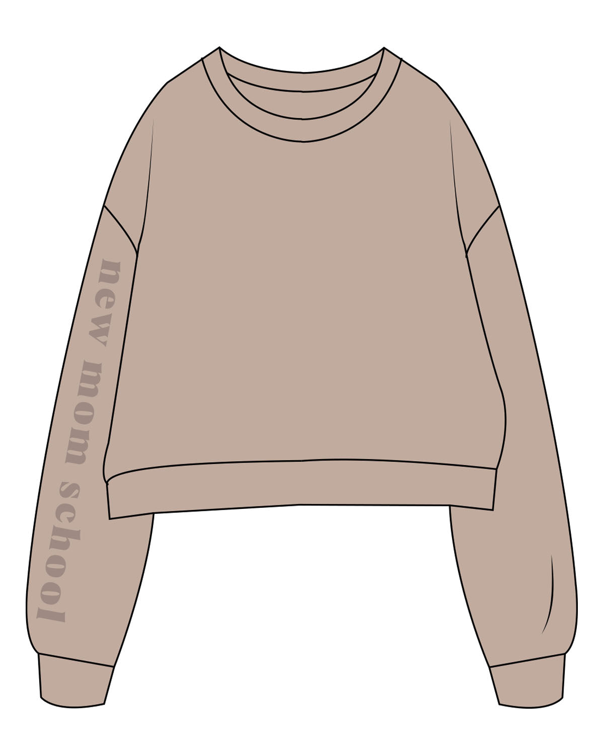 The Studio Crop - Taupe - New Mom School - Right Arm Sleeve - Tone on Tone