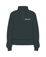 The Mens 1/4 Zip - Pine Green - BlueCarrot - Left Chest Stacked - Printed - Off White
