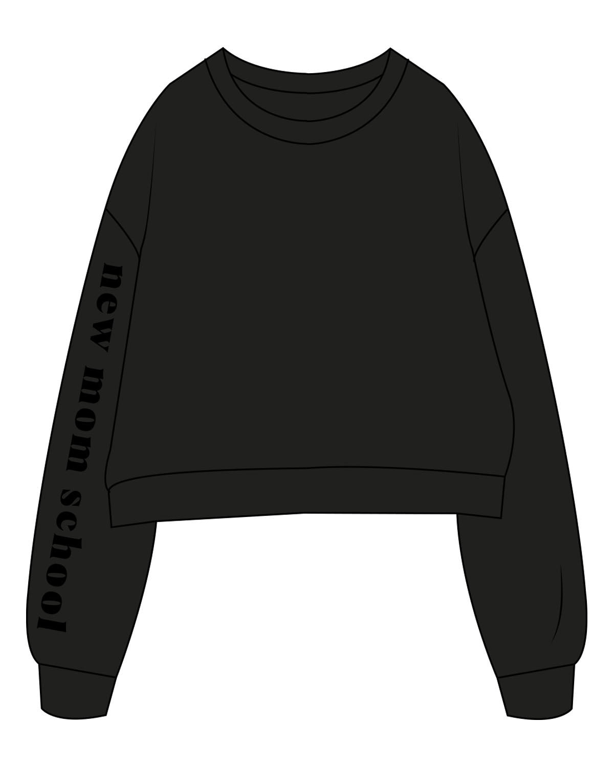 The Studio Crop - Black - New Mom School - Right Arm Sleeve - Tone on Tone