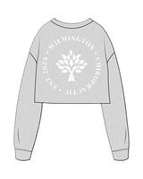 The Crop Terry Crewneck - Heather - Goodlife Chiropractic - Center Chest - Back Round Stacked - White Printed