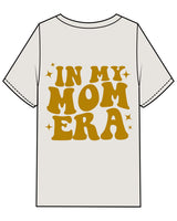 The Womens Heavyweight Tee - Washed Bone - New Mom School - Left Chest Stacked & Full Back - Gold