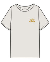 The Womens Heavyweight Tee - Washed Bone - New Mom School - Left Chest Stacked & Full Back - Gold