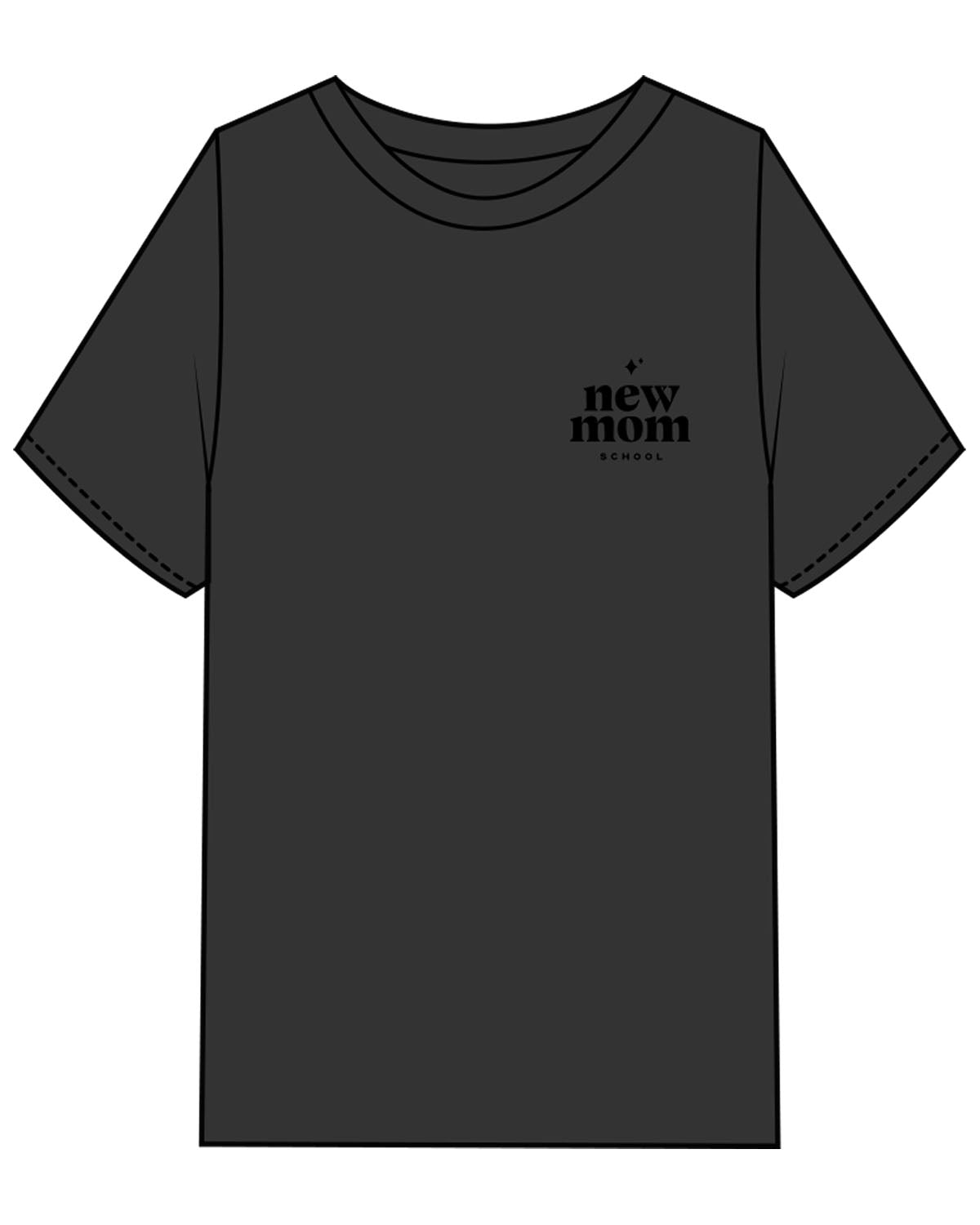 The Womens Heavyweight Tee - Washed Black - New Mom School - Left Chest Stacked & Full Back - Black